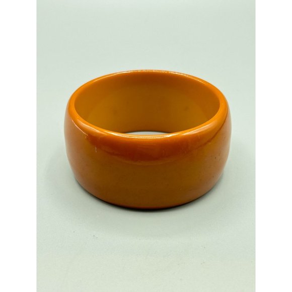 Wide Vintage Bakelite Bracelet Butterscotch Early Collectible Plastic Jewelry - Picture 2 of 9